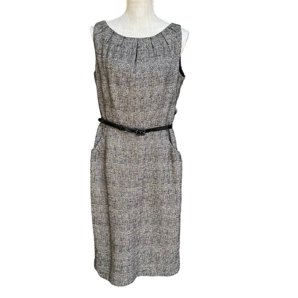 Kasper Women's Sleeveless Linen Blend Sleeve Sheath Dress with Belt Size 10 - Picture 1 of 15
